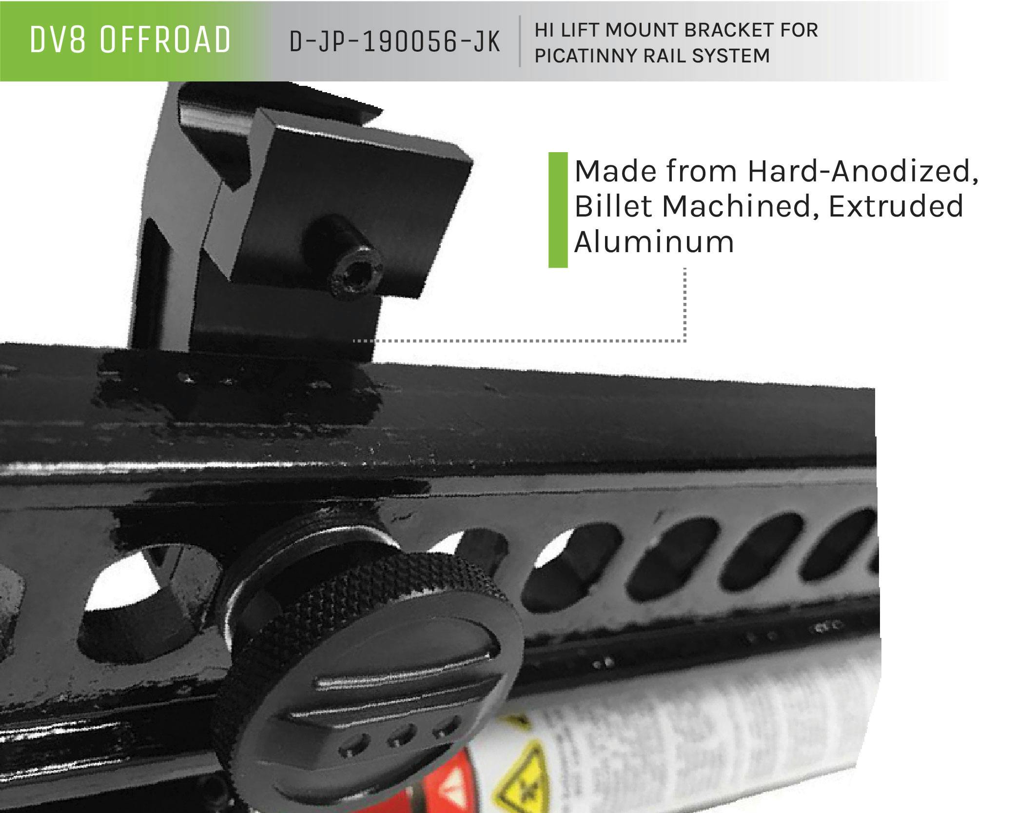 DV8 Offroad DJP190056JK Hi Lift Mount Bracket For Picatinny Rail